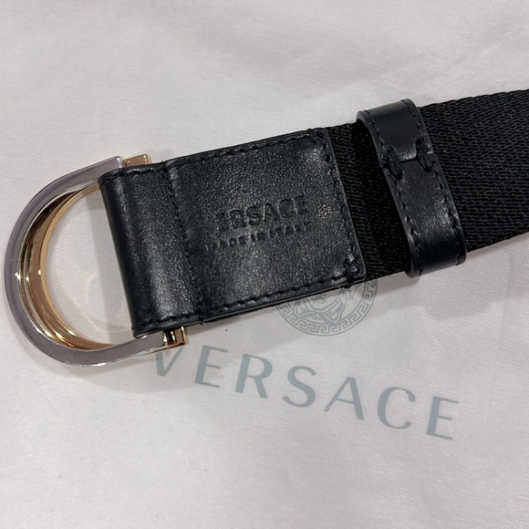 Versace fabric belt with Greca design and leather trim - Picture 5 of 5